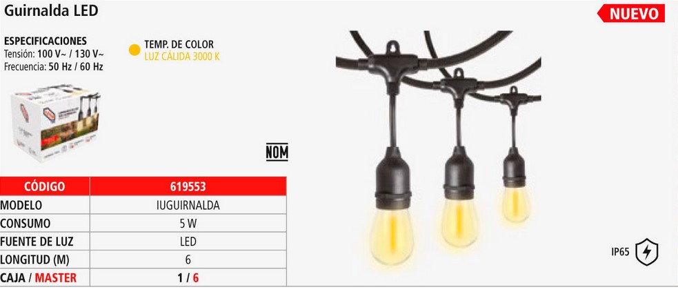 EXTENCION DE LUCES DE JARDIN  LED  TIPO GUIRNALDA 5W 3000K