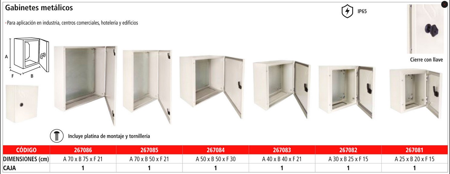 GABINETE METALICO ELECTRICO DATOS PARA P/ INTERPERIE 30X25X15CM