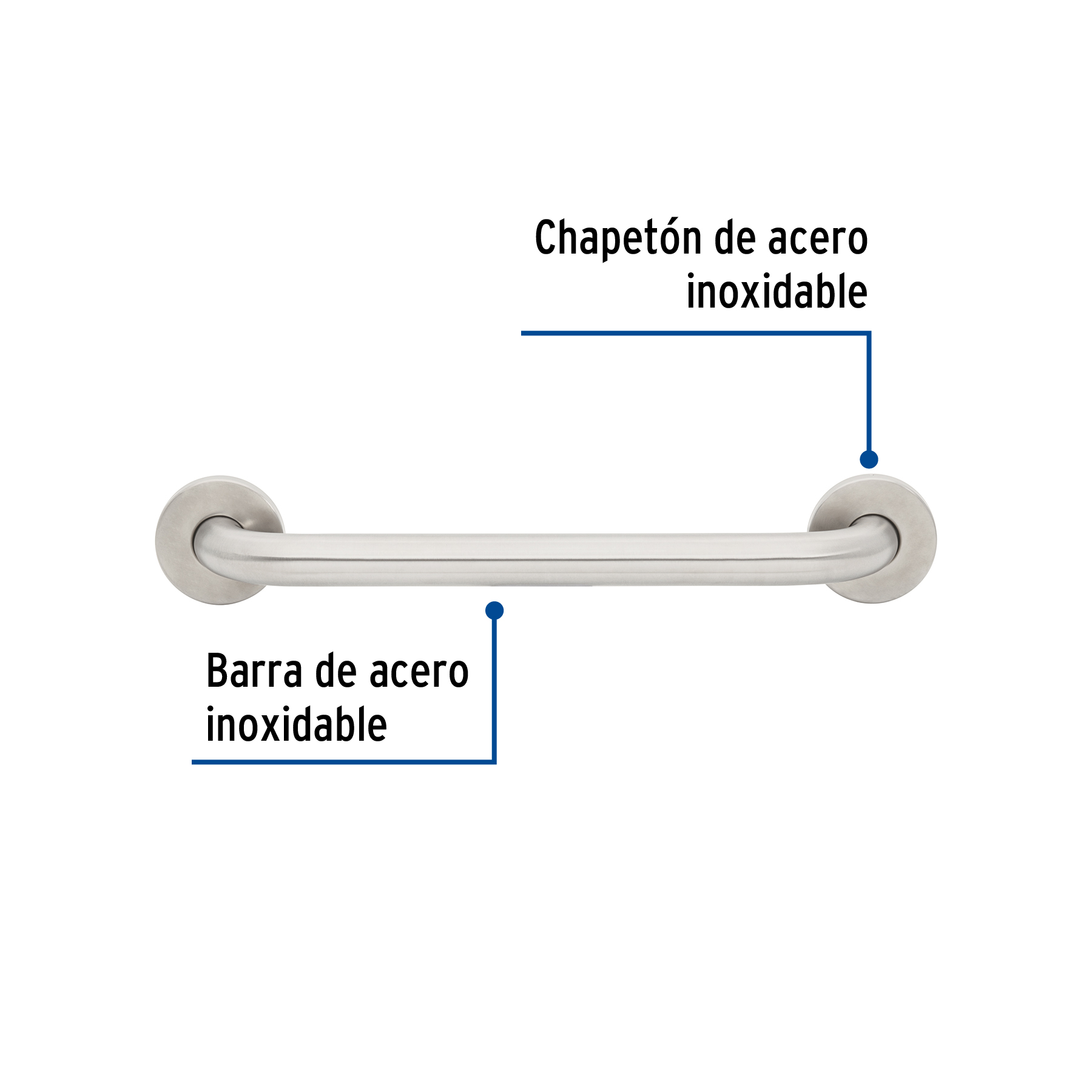 BARRA RECTA DE SEGURIDAD, ACERO INOX, 1-1/4\” X 40CM, FOSET