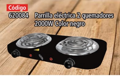 PARRILLA ELECTRICA 2Q ESPIRAL 2000W NEGRA