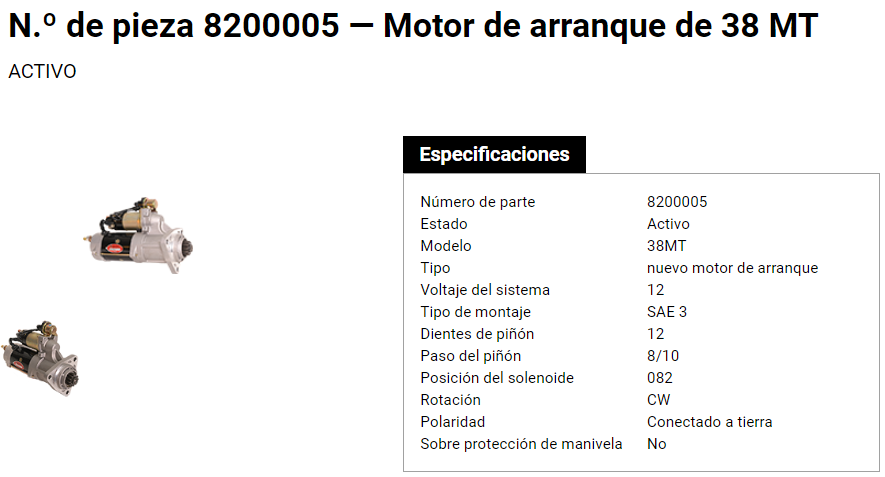 MARCHA STAR 12V/DELCO 38MT 12DIENTES PACCAR PX8