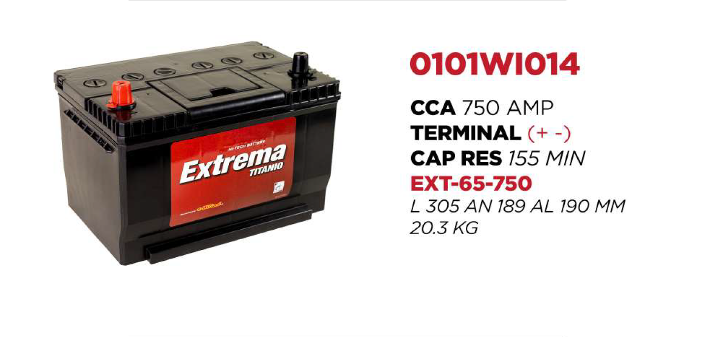 ACUMULADOR EXTREMA 65-750 CCA 750 AMP CORE A CAMBIO