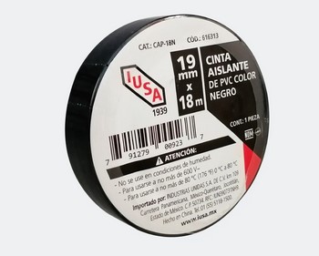 CINTA DE AISLAR  PVC NEGRA 19MM X 9 MT IUSA