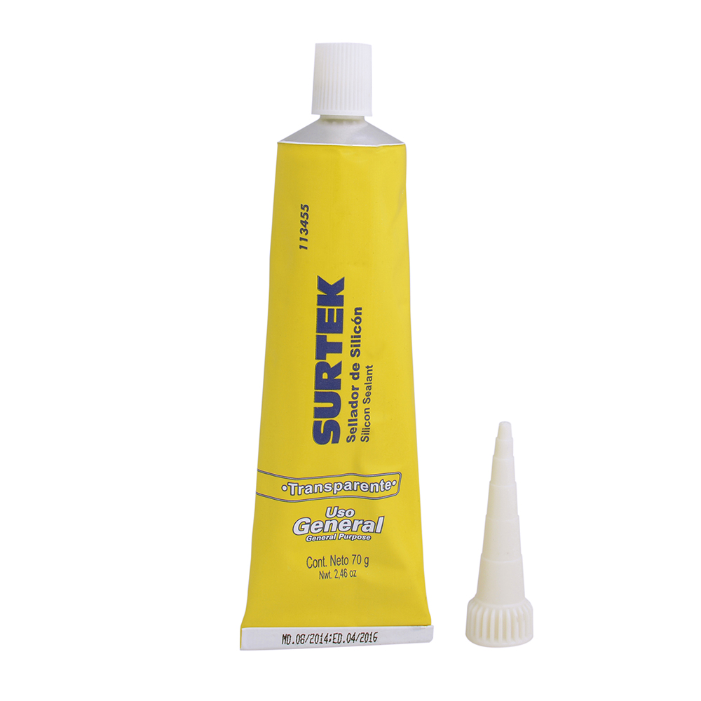 SILICÓN EN TUBO TRANSPARENTE, 70 GR [Surtek]