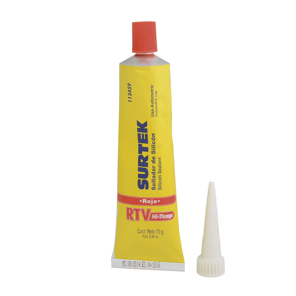 SILICÓN PARA ALTA TEMPERATURA, COLOR ROJO EN TUBO, 70 GR [Surtek]