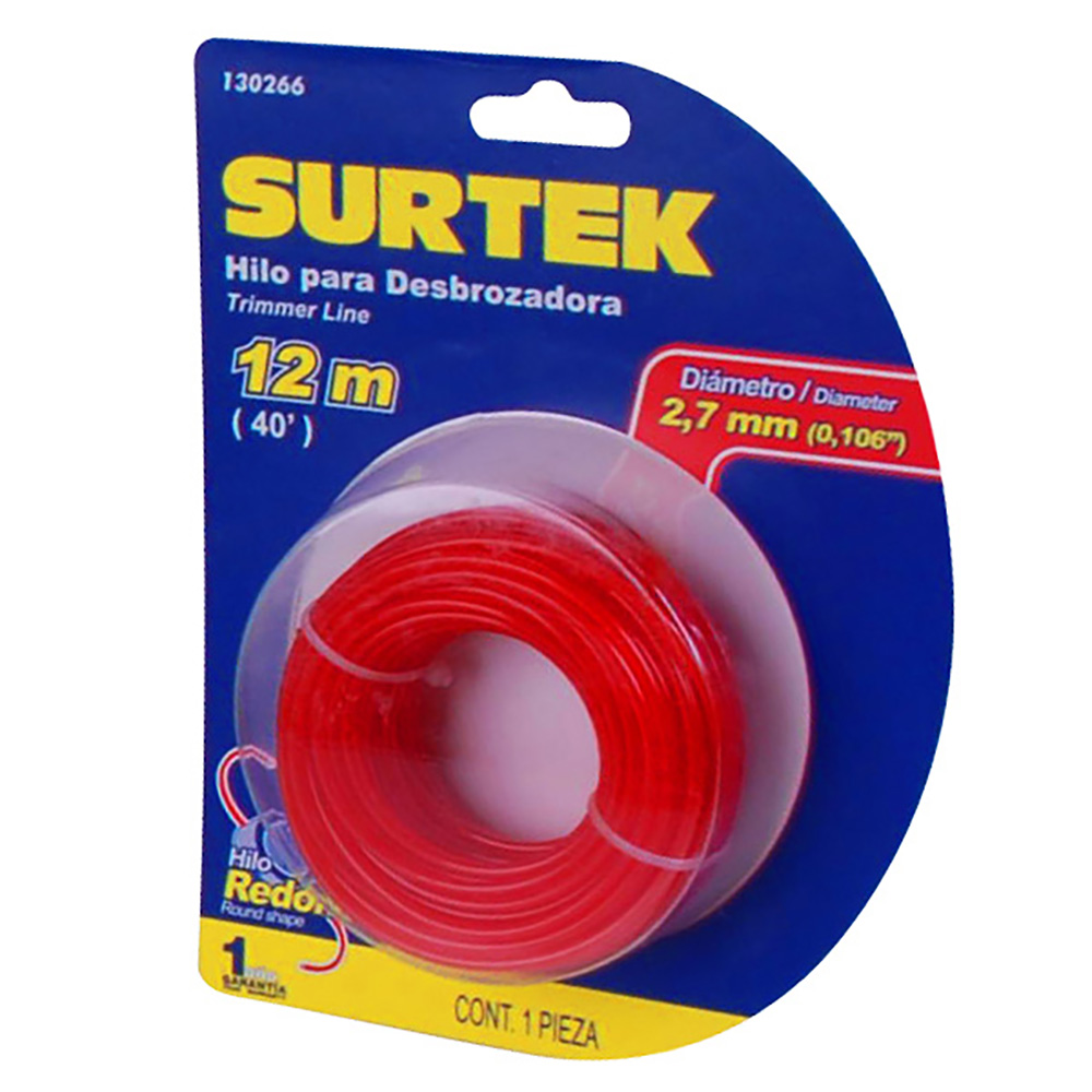 NAILON PARA DESBROZADORA EN BLÍSTER, 2.7 MM X 12 M [Surtek]