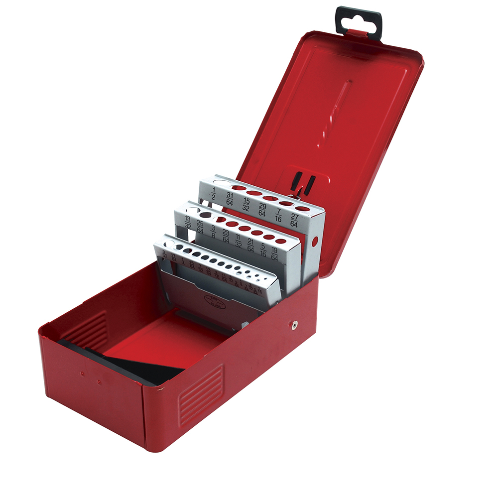 CAJA METÁLICA PARA 29 BROCAS ROJA 5″ X 4″ X 3″ [Urrea]