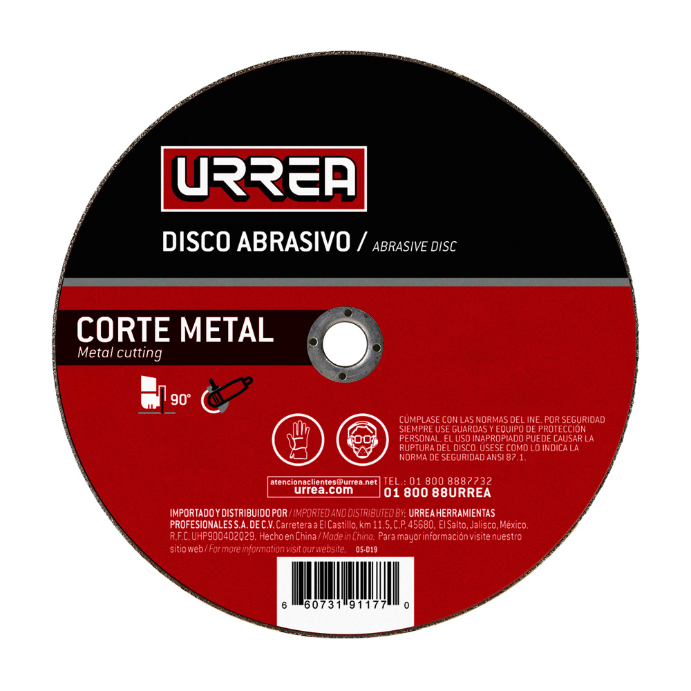 DISCO ABRASIVO TIPO 1 PARA METAL 4-1/2″ X 1/16″ [Urrea]