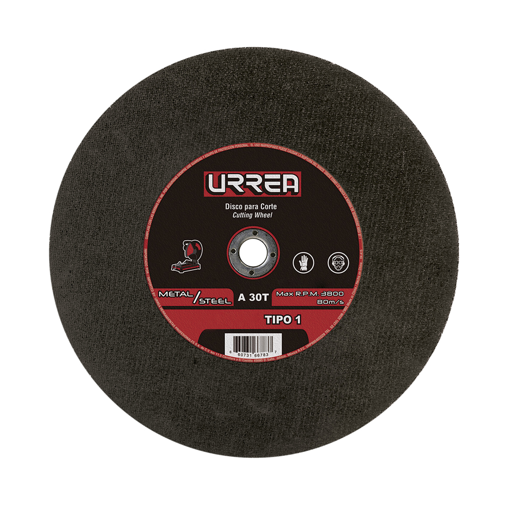 DISCO ABRASIVO P/ CORTADORA  TIPO 1 PARA METAL 14″ X 1/8″ [URREA]