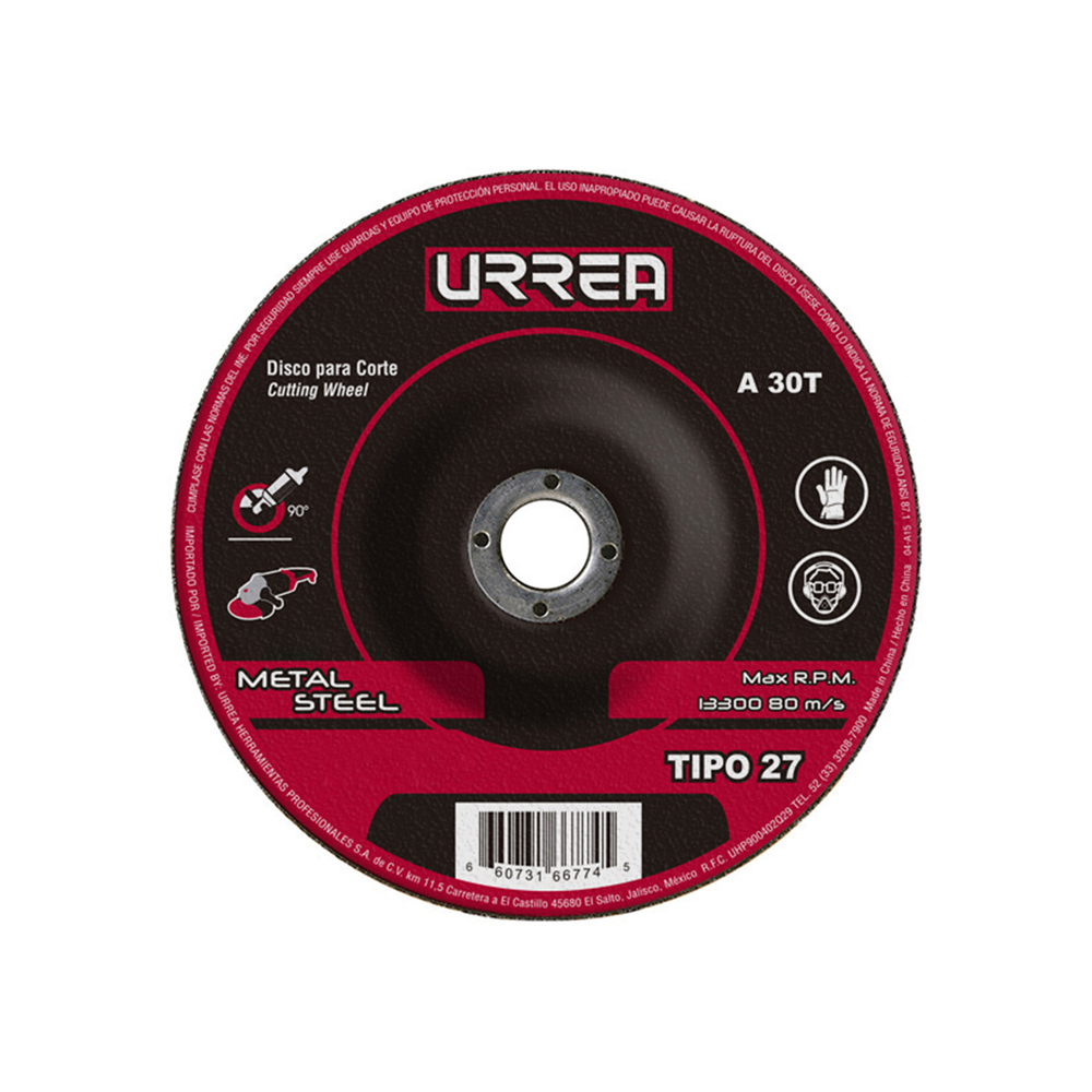 DISCO ABRASIVO TIPO 27 PARA METAL 4-1/2″ X 1/4″ [Urrea]