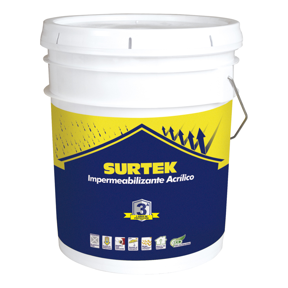 CUBETA DE IMPERMEABILIZANTE 19 LT COLOR BLANCO CON PROTECCIÓN DE 3 AÑOS [Surtek]